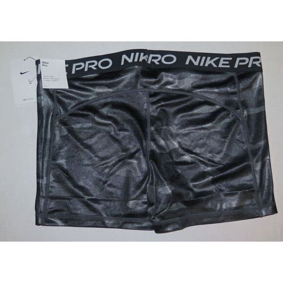Nike Pro DJ6440 Women's Sz XL Dark Smoke Gray/Camo Mid Rise 3" Training Shorts - Picture 2 of 6